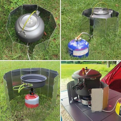 Pare-vent Pliable Pour Réchaud De Camping - 10 Lamelles Aluminium, 26x10.5x4.5 Cm, Protection Contre Le Vent