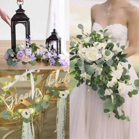 Guirlande Eucalyptus Artificiel 1.8m - Décoration Mariage, Plastique Et Tissu Imperméable