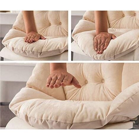 Coussin de Chaise avec Dossier siège Coquille Fauteuil Velours Douillet Elastique Impermeable pour Chaise en Rotin Paille Jardin Beige 40  40  48cm