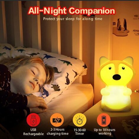 Veilleuse rechargeable pour enfants, veilleuse LED pour filles, lampe de chevet en silicone tactile pour chambre d'adulte, décoration de chambre à coucher, cadeau pour nouveau-né
