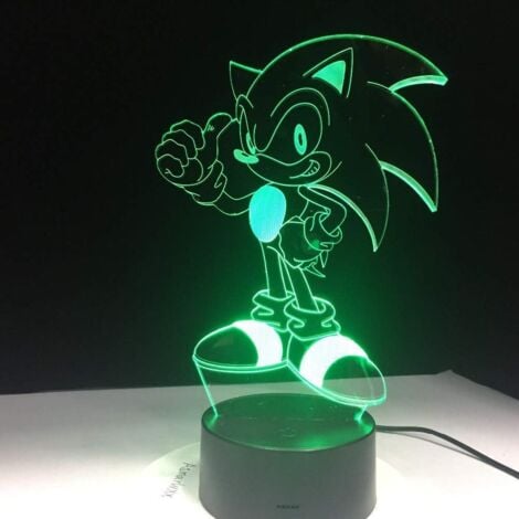 Sonic le hérisson 3D LED lampe de table veilleuse lampe de lecture cadeau pour enfants USB DE
