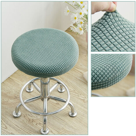 Housses De Tabouret Rondes Élastiques - Lot De 2 - Velours Doux - Pour Diamètre 36-45 Cm - Vert - Lavables