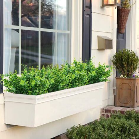 Buis artificiel (lot de 7), tiges de buis artificielles de verdure de ferme, fausses plantes et ressorts de verdure pour la ferme, la maison, le jardin, le bureau, la terrasse, le mariage et la décora