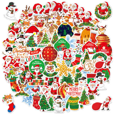 200 pièces 2023 autocollants de Noël décorations de Noël vinyle imperméable autocollants de père Noël pour ordinateur portable bouteilles d'eau enveloppes cadeaux étiquettes artisanat