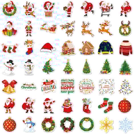 200 pièces 2023 autocollants de Noël décorations de Noël vinyle imperméable autocollants de père Noël pour ordinateur portable bouteilles d'eau enveloppes cadeaux étiquettes artisanat