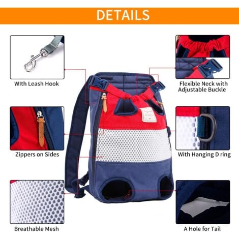 Sac Ventral Chien, Porte Chien Sac Transport pour Chien Chat (M ) Sac à Dos Sortie, Voyage, Camping Sac Ventral de Transport pour Petit Animaux Portable et Sr Supporte Jusqu'a 12KG
