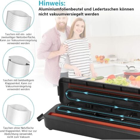 Soudeuse sous vide, soudeuse sous vide, soudeuse de film compacte avec cutter pour modes alimentaire, sec et humide, 2 rouleaux de film professionnels, films jusqu'à 28 cm de large