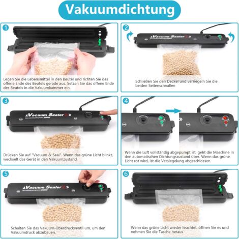 Soudeuse sous vide, soudeuse sous vide, soudeuse de film compacte avec cutter pour modes alimentaire, sec et humide, 2 rouleaux de film professionnels, films jusqu'à 28 cm de large