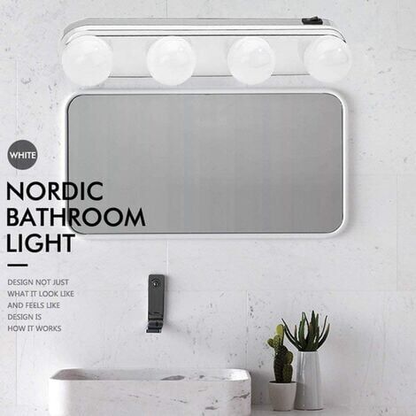 Lumière de Miroir,Lampe de Maquillage Portable Sans fil Rechargeable lumière avec 4 ampoules LED luminosité de Couleur Réglable,éclairage pour Coiffeuse Salle de Bain Miroir