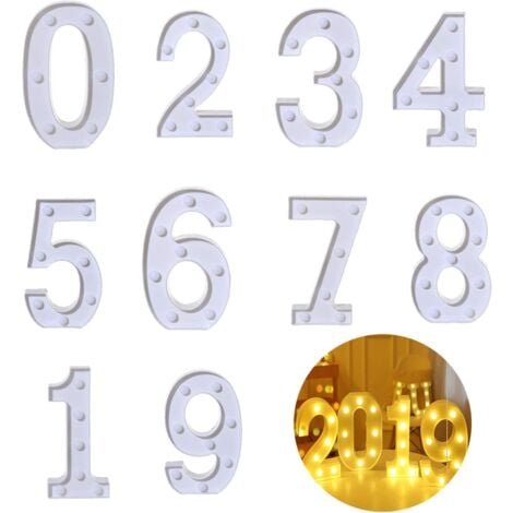 Lampe à chiffres LED, chiffres lumineux de 0 à 9, décoration LED pour anniversaires, mariages, vacances, home bar(0)
