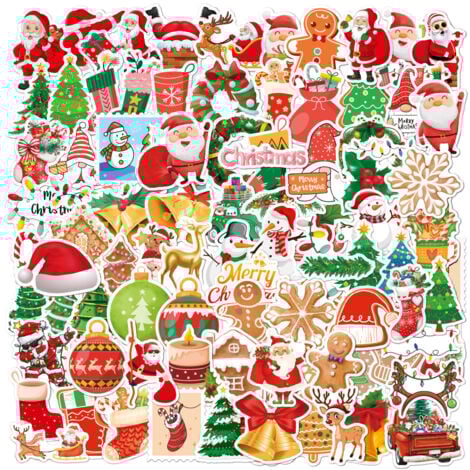 200 pièces 2023 autocollants de Noël décorations de Noël vinyle imperméable autocollants de père Noël pour ordinateur portable bouteilles d'eau enveloppes cadeaux étiquettes artisanat