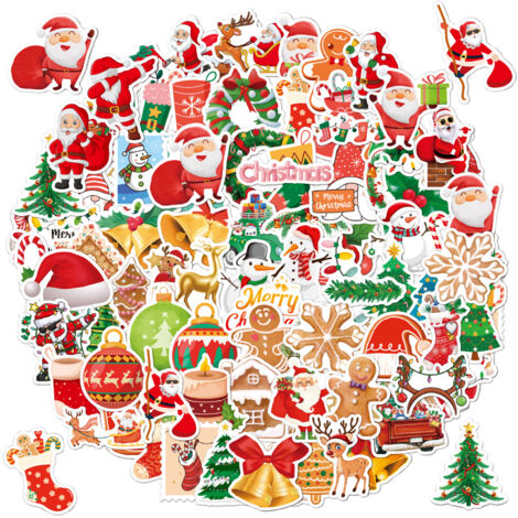 200 pièces 2023 autocollants de Noël décorations de Noël vinyle imperméable autocollants de père Noël pour ordinateur portable bouteilles d'eau enveloppes cadeaux étiquettes artisanat
