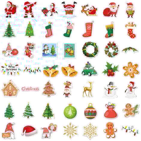 200 pièces 2023 autocollants de Noël décorations de Noël vinyle imperméable autocollants de père Noël pour ordinateur portable bouteilles d'eau enveloppes cadeaux étiquettes artisanat