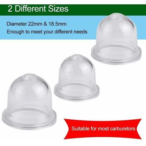 12 Poires D'Amorçage Carburateur 22mm Et 19mm - Pour Tondeuse, Débroussailleuse, Souffleur - Caoutchouc Transparent