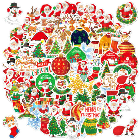 200 pièces 2023 autocollants de Noël décorations de Noël vinyle imperméable autocollants de père Noël pour ordinateur portable bouteilles d'eau enveloppes cadeaux étiquettes artisanat