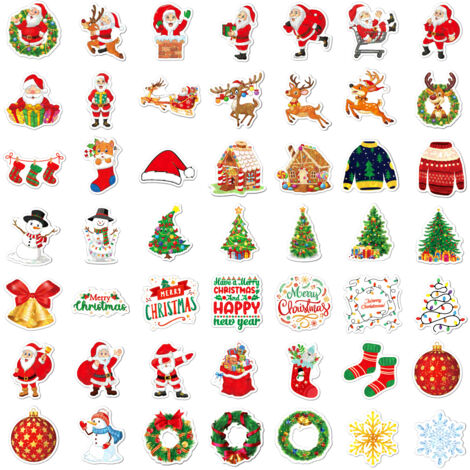200 pièces 2023 autocollants de Noël décorations de Noël vinyle imperméable autocollants de père Noël pour ordinateur portable bouteilles d'eau enveloppes cadeaux étiquettes artisanat
