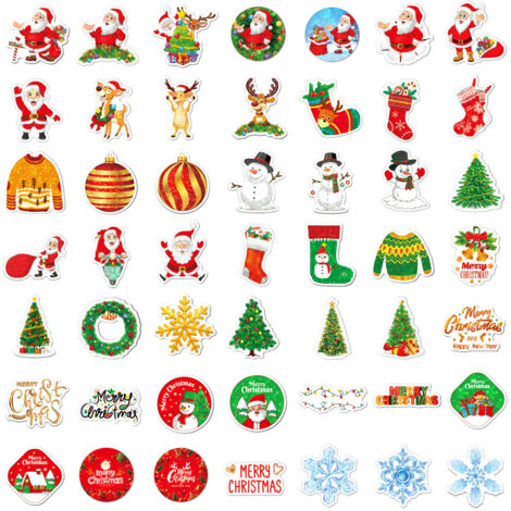 200 pièces 2023 autocollants de Noël décorations de Noël vinyle imperméable autocollants de père Noël pour ordinateur portable bouteilles d'eau enveloppes cadeaux étiquettes artisanat