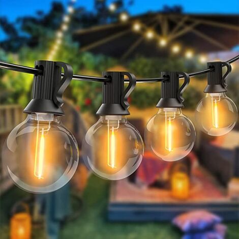 Guirlande Lumineuse Extérieure,15M Guirlande Guinguette LED G40 Ampoules 25+1 Rechange,Guirlande Exterieur Étanche,Guirlande Decorative Raccordable pour Jardin,Fête,Soirée,Terrasse,Noël,Blanc Chaud