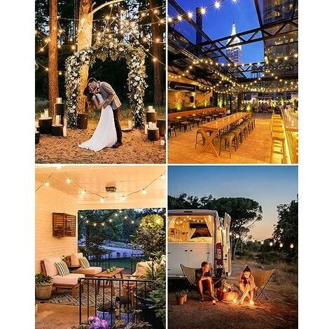 Guirlande Lumineuse Extérieure,15M Guirlande Guinguette LED G40 Ampoules 25+1 Rechange,Guirlande Exterieur Étanche,Guirlande Decorative Raccordable pour Jardin,Fête,Soirée,Terrasse,Noël,Blanc Chaud