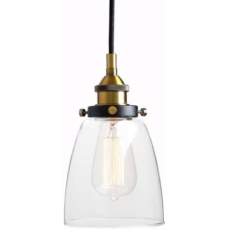 Suspension Luminaire Industrielle Vintage Rétro Edison Abat-jour en Verre Lustre Lampe Design Plafonnier Pendant E27 Cuisine Chambre Salle à manger Restaurant Bar