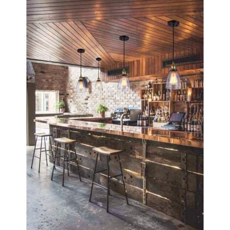 Suspension Luminaire Industrielle Vintage Rétro Edison Abat-jour en Verre Lustre Lampe Design Plafonnier Pendant E27 Cuisine Chambre Salle à manger Restaurant Bar