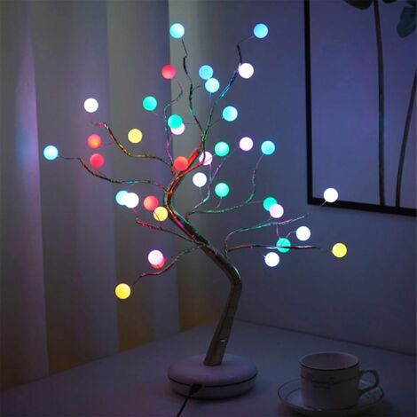 Arbre Lumineux Blanc Chaud LED Ampoules Lumières USB Bonsaï Lumières D’Arbre Lumières Décoratives pour Noël Intérieur Décoration ​Maison Fête Mariage Festival Décor(45cm/1.5ft)