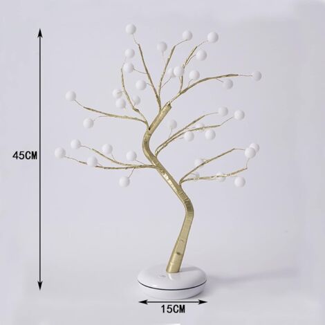 Arbre Lumineux Blanc Chaud LED Ampoules Lumières USB Bonsaï Lumières D’Arbre Lumières Décoratives pour Noël Intérieur Décoration ​Maison Fête Mariage Festival Décor(45cm/1.5ft)