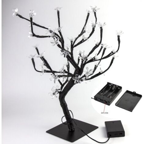 LED Lampe de Cerisier, 0.45M 48LED, Arbre Lumineux LED, Branches Noires, pour la décoration de Maison (Blanc)