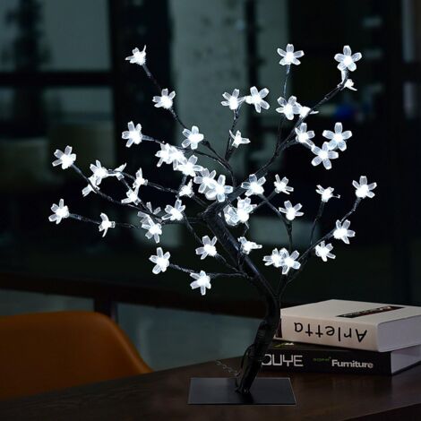 LED Lampe de Cerisier, 0.45M 48LED, Arbre Lumineux LED, Branches Noires, pour la décoration de Maison (Blanc)