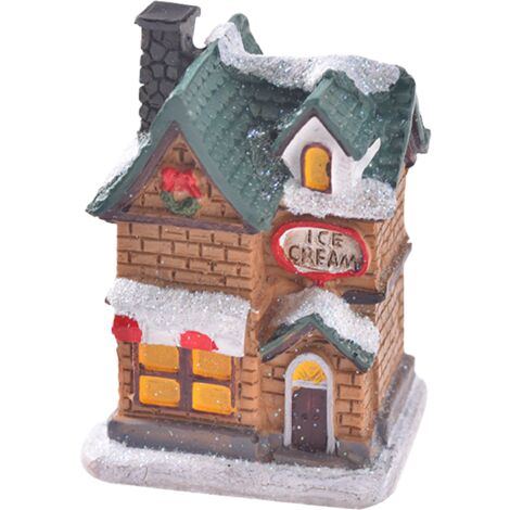 Décoration LED de scène de noël en résine, ornement de table de vacances festives