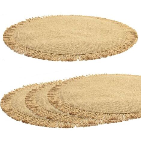 Table à manger Lot de 4 sets de table ronds en toile de jute, sets de table cercle de table de ferme rustique Dia 38 cm, Pour cuisine, salle à manger, mariage, maison, décoration de Noël