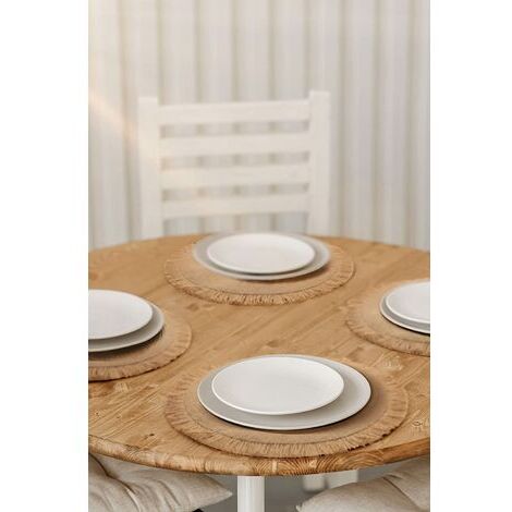 Table à manger Lot de 4 sets de table ronds en toile de jute, sets de table cercle de table de ferme rustique Dia 38 cm, Pour cuisine, salle à manger, mariage, maison, décoration de Noël
