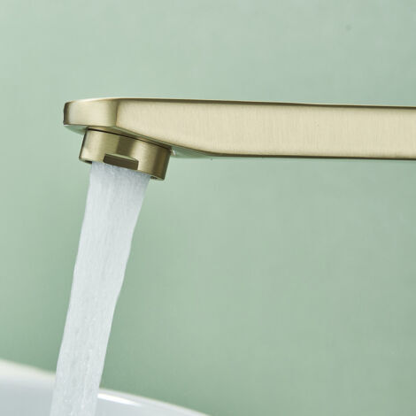 Robinet Mitigeur Monocommande Haut Brossé Or en Pour Lavabo Salle de Bain