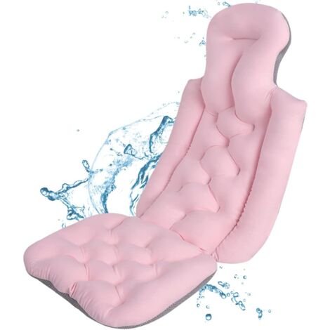 Oreiller De Bain Luxe Avec Ventouses - Soutien Cou Et Dos, Imperméable PVC, Blanc/orange/violet (31x21 Cm) - 8
