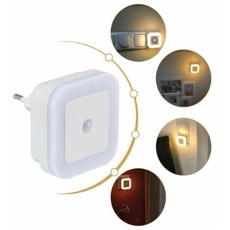 2 veilleuses LED avec détecteur de mouvement prise d'économie d'énergie lumière blanche chaude chambre d'enfants couloir escaliers -  LED Lampe Dimmable