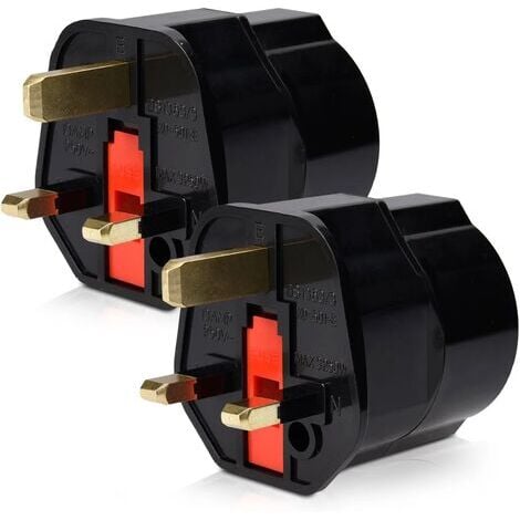 2X Adaptateur Prise Anglaise - Modèle Schuko Type G - Fiche France vers Royaume-Uni - Prise Compact pour Voyage - Compatible Plusieurs Pays