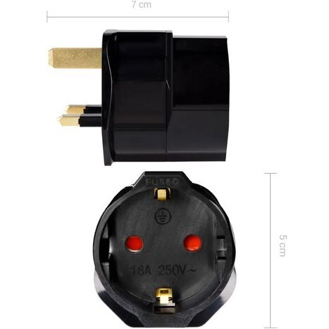 2X Adaptateur Prise Anglaise - Modèle Schuko Type G - Fiche France vers Royaume-Uni - Prise Compact pour Voyage - Compatible Plusieurs Pays