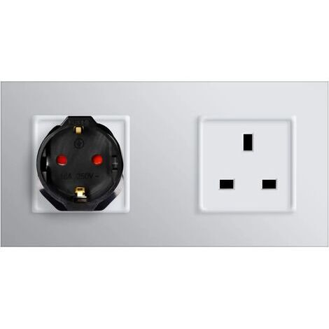 2X Adaptateur Prise Anglaise - Modèle Schuko Type G - Fiche France vers Royaume-Uni - Prise Compact pour Voyage - Compatible Plusieurs Pays