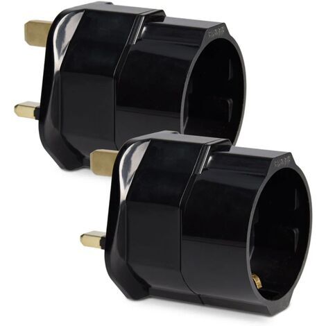 2X Adaptateur Prise Anglaise - Modèle Schuko Type G - Fiche France vers Royaume-Uni - Prise Compact pour Voyage - Compatible Plusieurs Pays