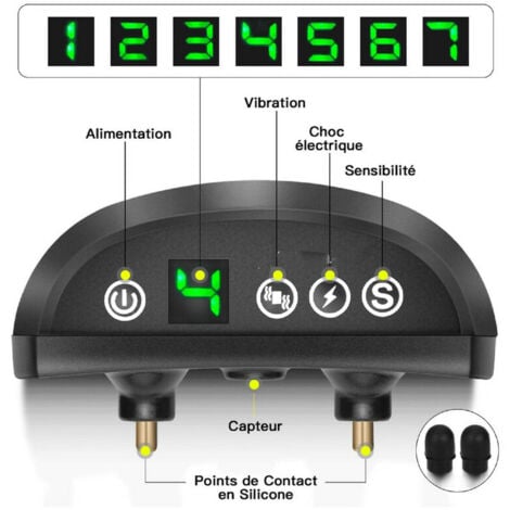 Collier Anti-aboiement Chien - 3 Modes Choc Électrique/Vibration/Sensibilité Aide au Dressage Inoffensif Automatique IP65 Batterie Rechargeable Sangle Reflechissant Réglable