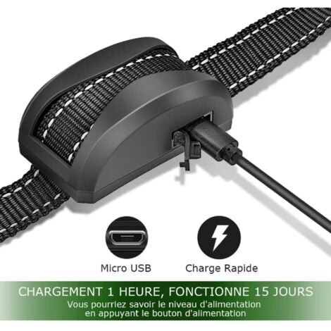 Collier Anti-aboiement Chien - 3 Modes Choc Électrique/Vibration/Sensibilité Aide au Dressage Inoffensif Automatique IP65 Batterie Rechargeable Sangle Reflechissant Réglable