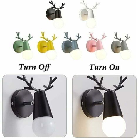 Applique Murale Intérieure En Fer En Forme De Bois De Cerf, Luminaire Applique Murale Pour Chambre D'Enfant En Couleur Macaron, Spot Applique Murale Intérieure Du Style Simple Et Moderne (Ver