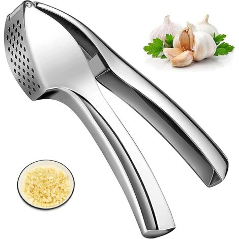 Presse-Ail Inox ALLisWE - Avec Éplucheur Silicone - Hachoir Ail Facile - 2 Pièces