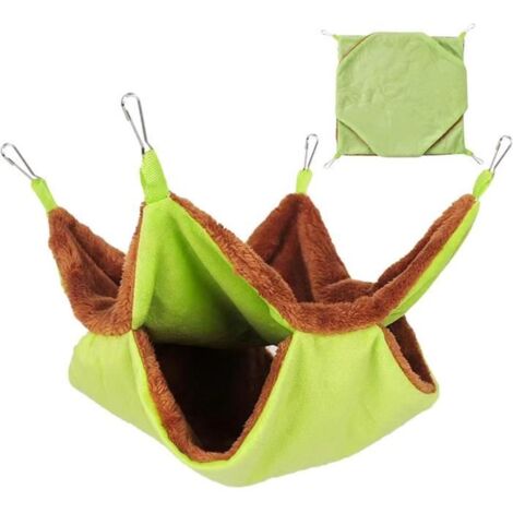Hamac Double Couche Pour Furet, Chinchilla, Cochon D'Inde - 34x34 Cm Doux Et Lavable - Vert