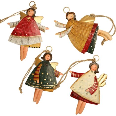 Lot 3 Anges En Verre Décorations Noël - Foi, Espoir, Amour - 7x3.8cm - Sapin Cadeau Festif