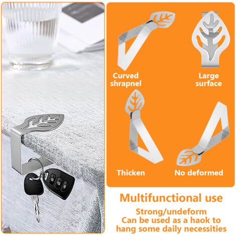 Lot De 10 Pinces à Nappe En Acier Inoxydable - Style Feuille - Antidérapantes - Multifonctions - Pour Fête De Famille, Café, Design épais Et Robuste (doré