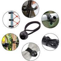 25 Tendeurs élastiques Avec Boule - Sandow 15cm Vert Militaire - Fixation Bâche Camping