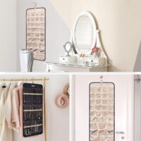 Organisateur De Bijoux Suspendu 80 Poches Avec Fermeture Éclair - Rangement Double Face Mural