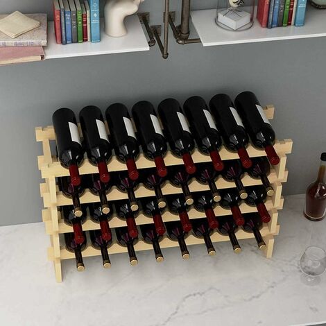 Need Étagère à Bouteilles Casier à vin Bouteilles en Bois Non traité avec 4 étages pour 32 Bouteilles,Taille 90 30 54CM