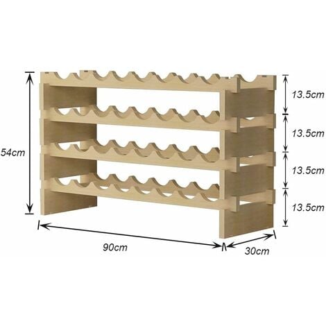 Need Étagère à Bouteilles Casier à vin Bouteilles en Bois Non traité avec 4 étages pour 32 Bouteilles,Taille 90 30 54CM